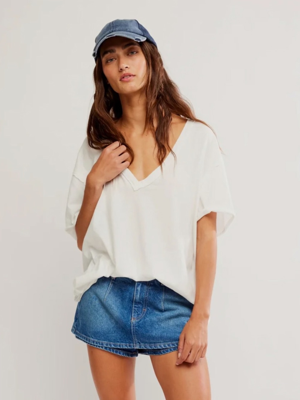 Free People - We the Free Nina tee Oversized V-Neck Short Sleeve